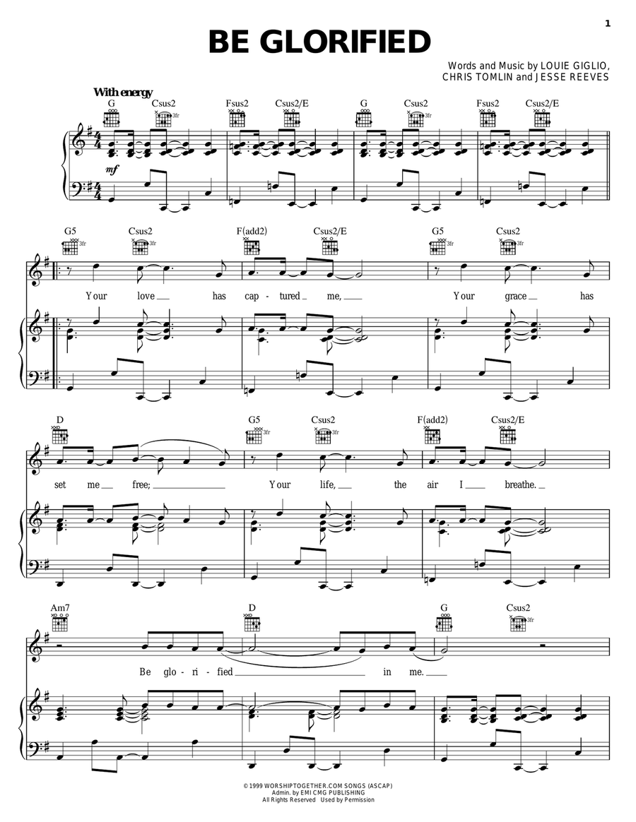 Be Glorified Piano, Vocal, Guitar scores gallery preview page 1