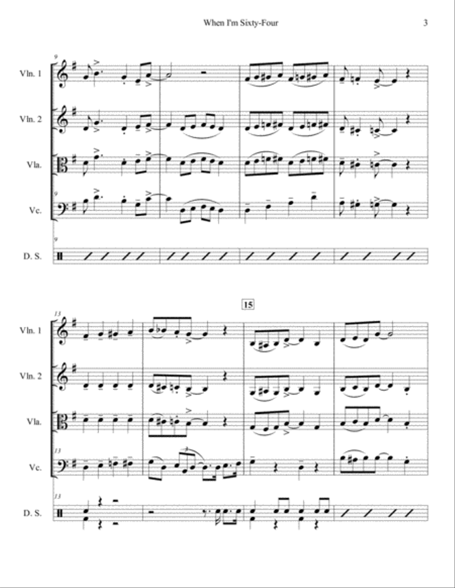 When I'm Sixty-four String Trio scores gallery preview page 3
