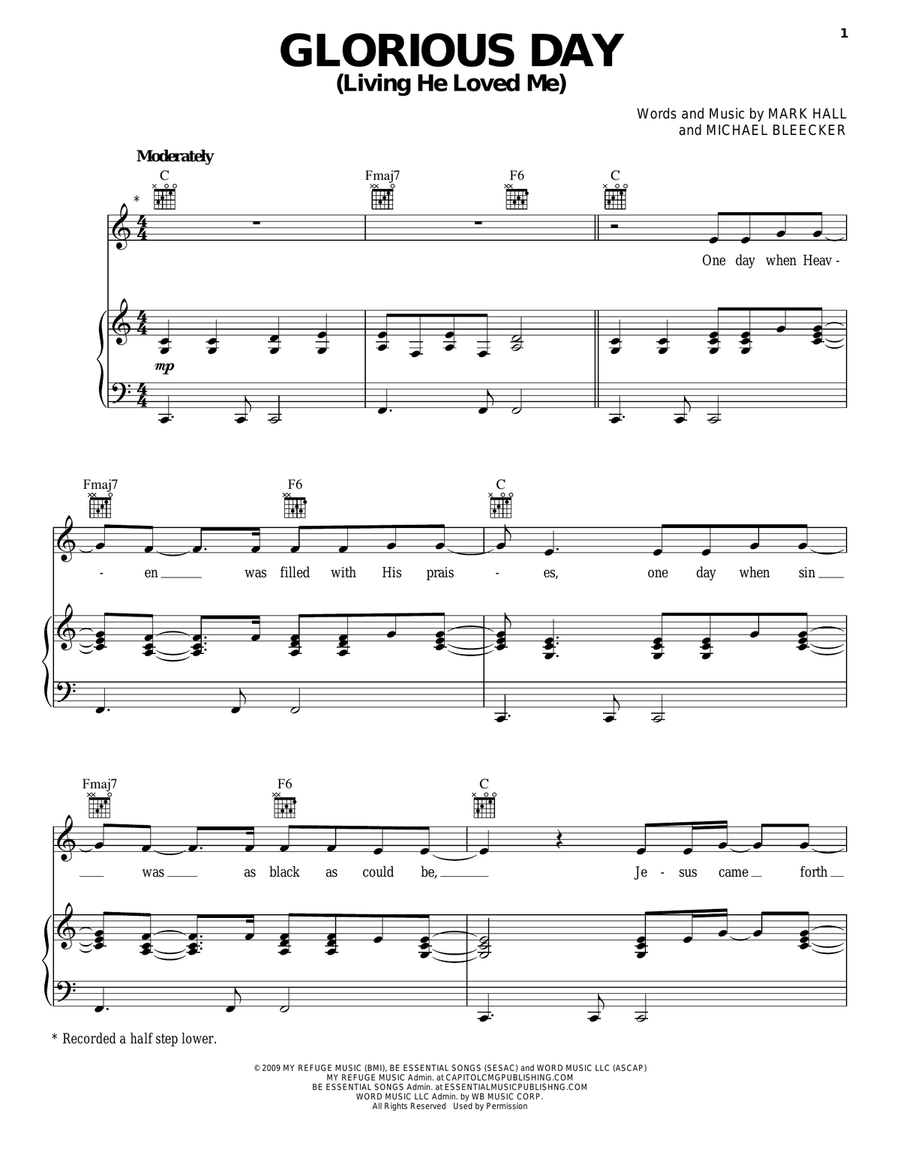 Glorious Day (Living He Loved Me) Guitar scores gallery preview page 1