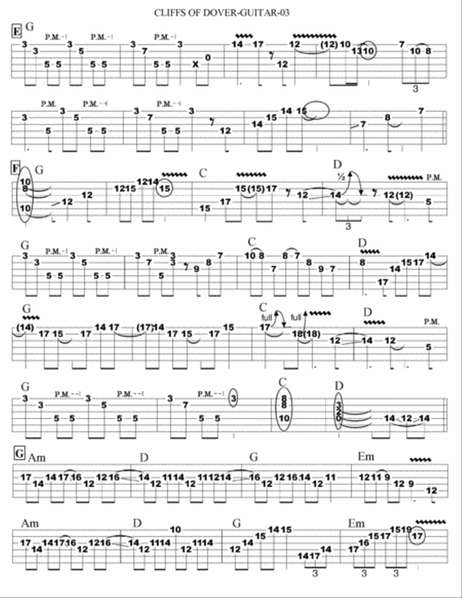 Cliffs Of Dover Guitar Tablature scores gallery preview page 3