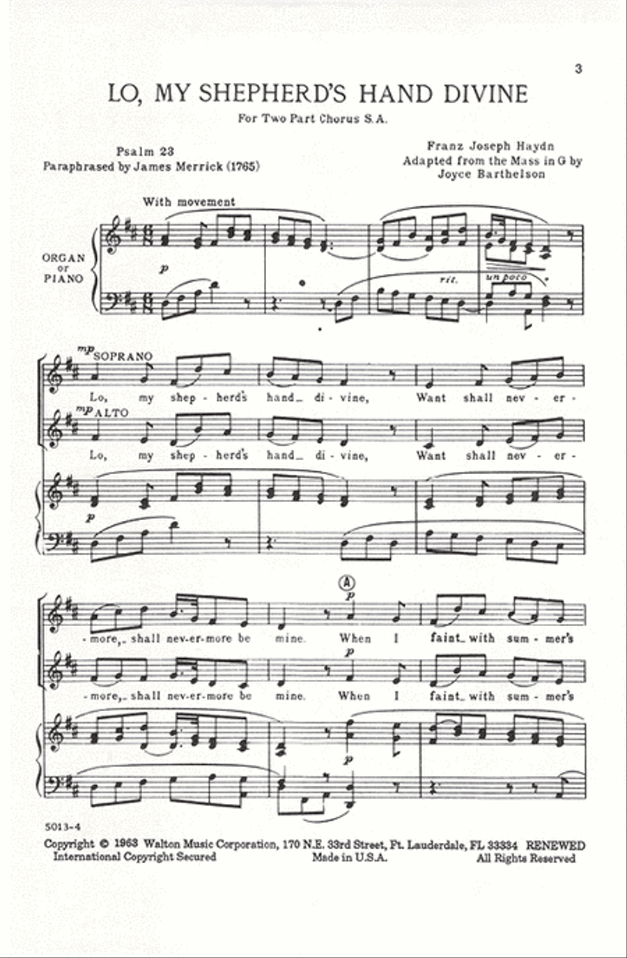 Lo, My Shepherd's Hand Divine (from Mass in G) SA scores gallery preview page 2