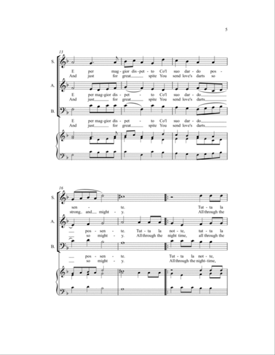 Quel Tristarel D'Amore Quel Tristarel D'Amore 3-Part scores gallery preview page 8