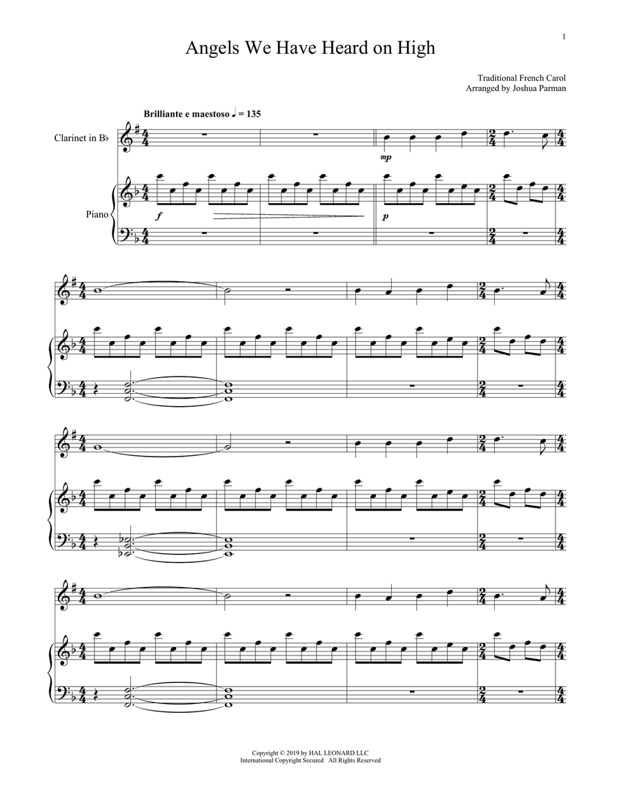 Angels We Have Heard On High Clarinet Solo scores gallery preview page 1
