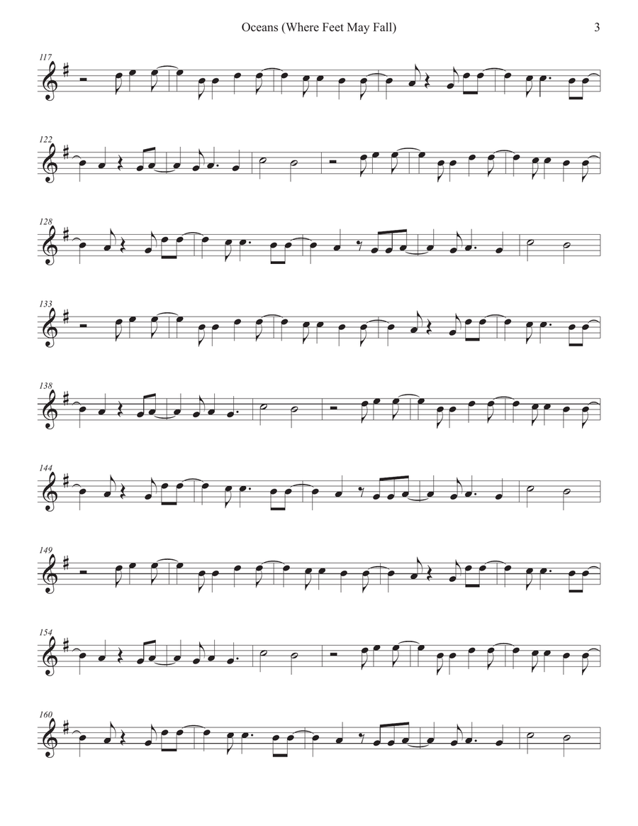 Oceans (Where Feet May Fail) Oceans (Where Feet May Fail) Clarinet Solo scores gallery preview page 3