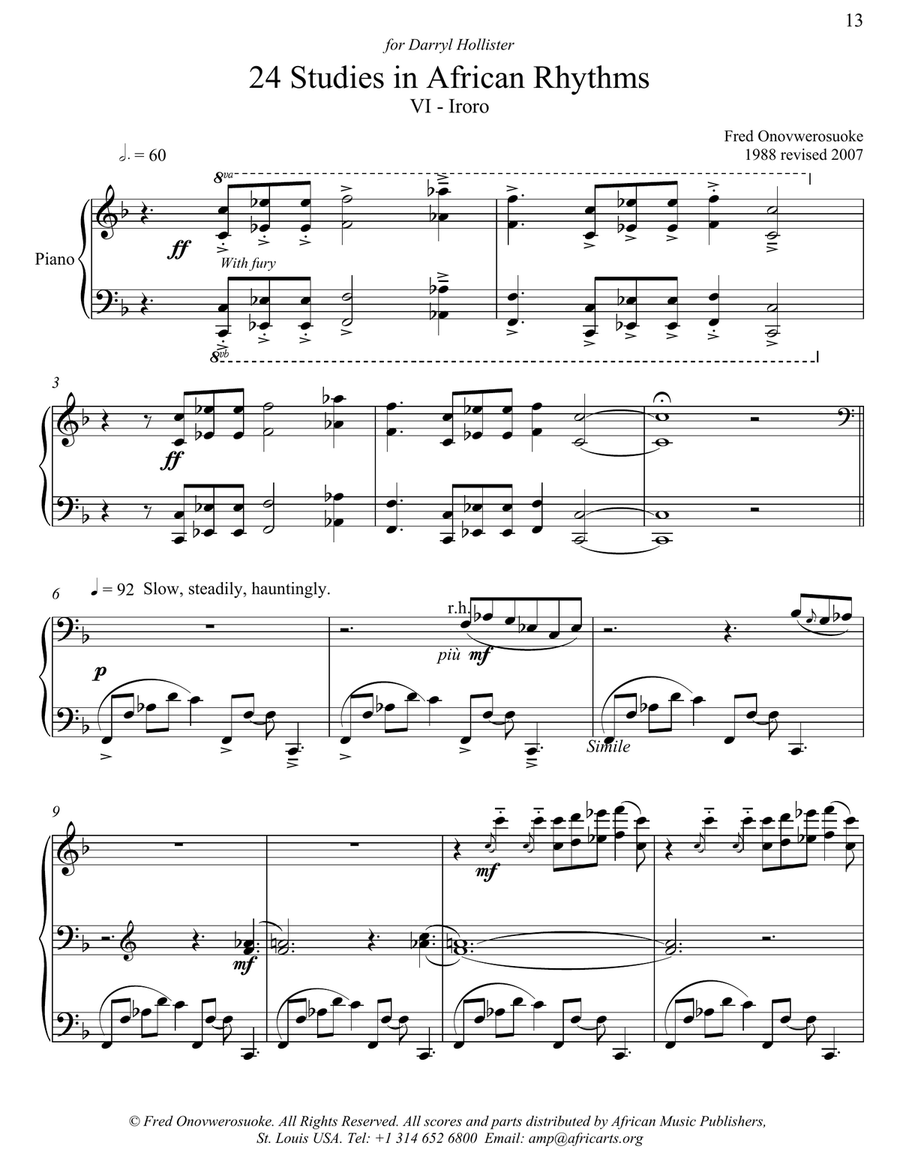 Twenty-Four Studies in African Rhythms, No. 6 Piano Method scores gallery preview page 1