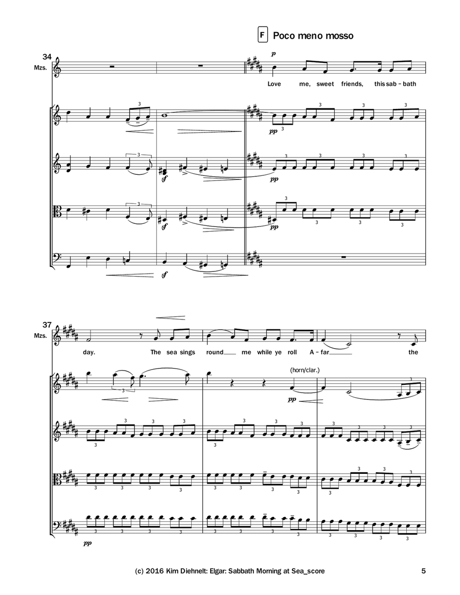 Elgar: Sabbath Morning at Sea from Sea Pictures (Arr. Voice and String Quartet) String Quartet scores gallery preview page 6