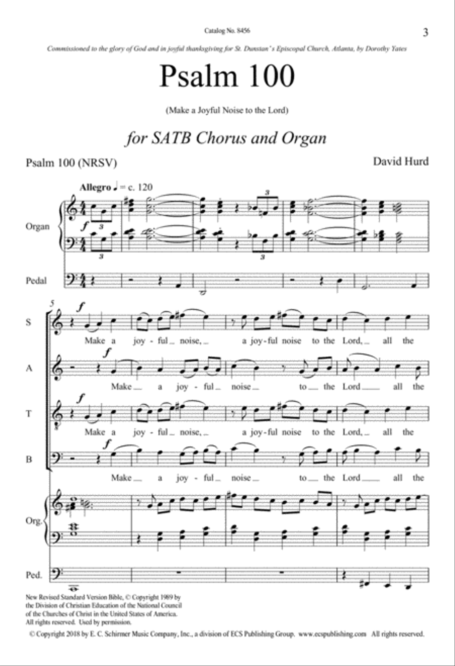 Psalm 100 (Make a Joyful Noise to the Lord) 4-Part scores gallery preview page 3