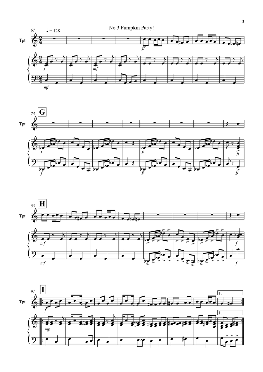 3 halloween Pieces for Trumpet And Piano Trumpet Solo scores gallery preview page 3