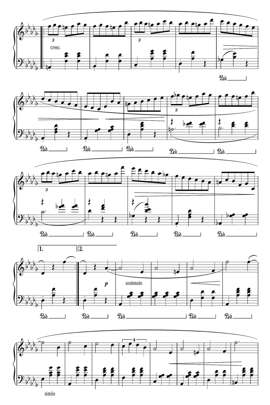 Minute Waltz in D flat major Op. 64 No. 1 Piano Solo scores gallery preview page 2