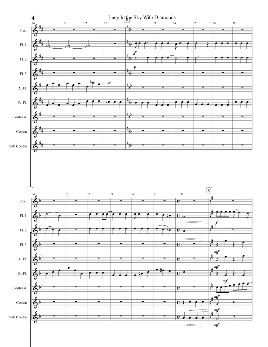 Lucy In The Sky With Diamonds Flute Choir scores gallery preview page 4