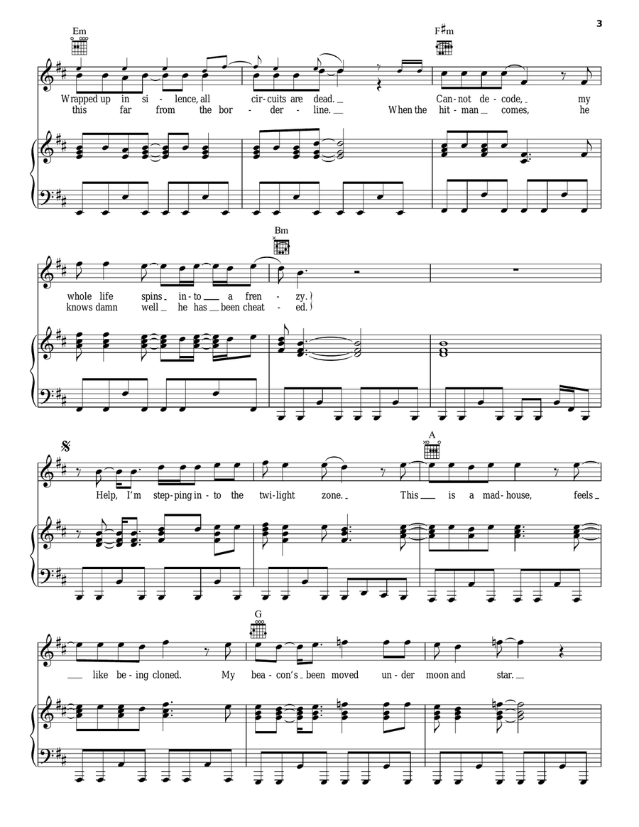 Twilight Zone Piano, Vocal, Guitar scores gallery preview page 3
