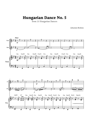 Hungarian Dance No. 5 by Brahms for Flute and Oboe Duet with Piano