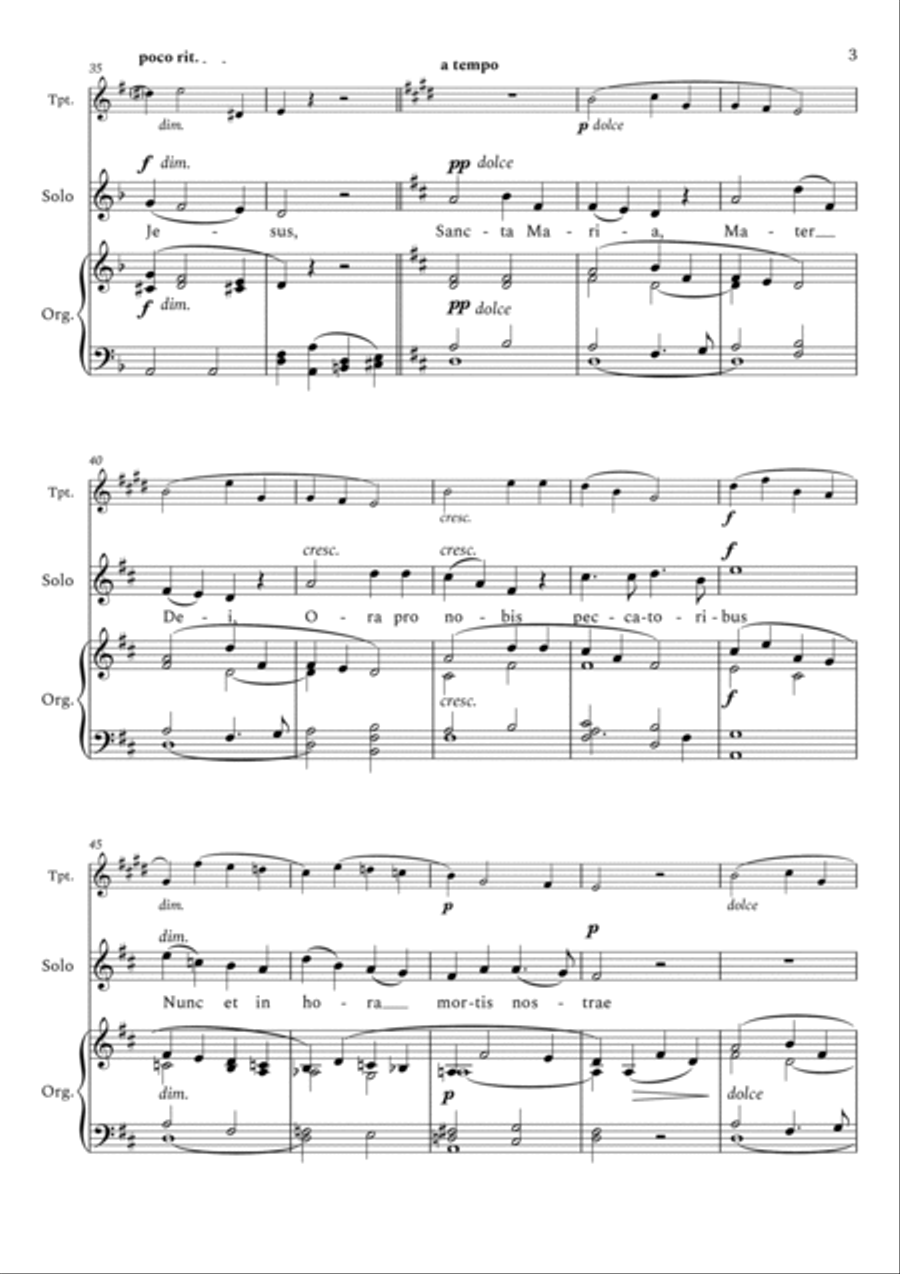 Avé Maria - César Franck for Low Voice (Dm) and Trumpet Solo Trumpet Solo scores gallery preview page 4
