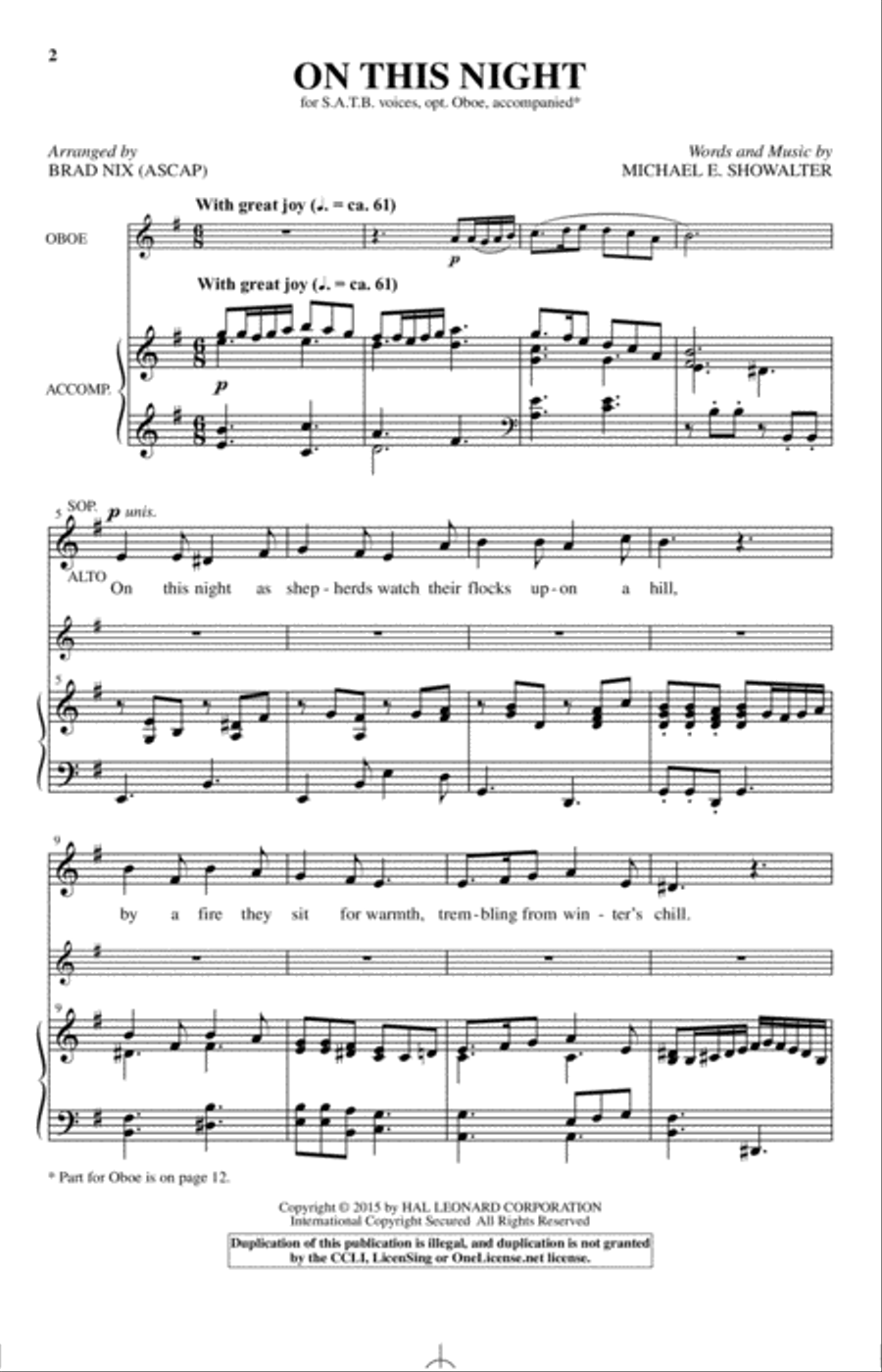 On This Night Choir scores gallery preview page 1