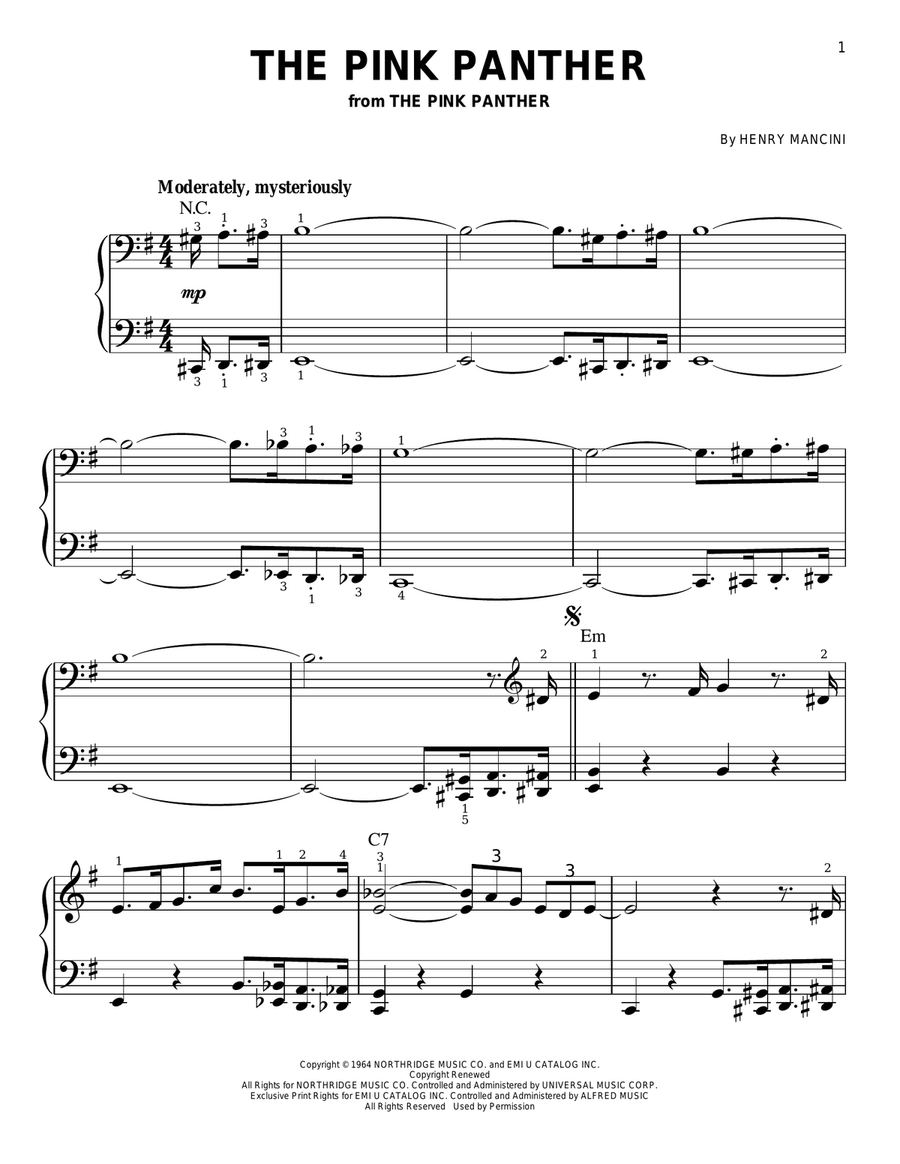 The Pink Panther Voice scores gallery preview page 1