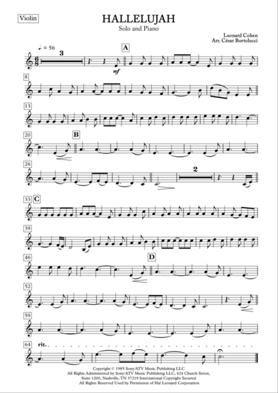 Hallelujah Hallelujah Violin Solo scores gallery preview page 2