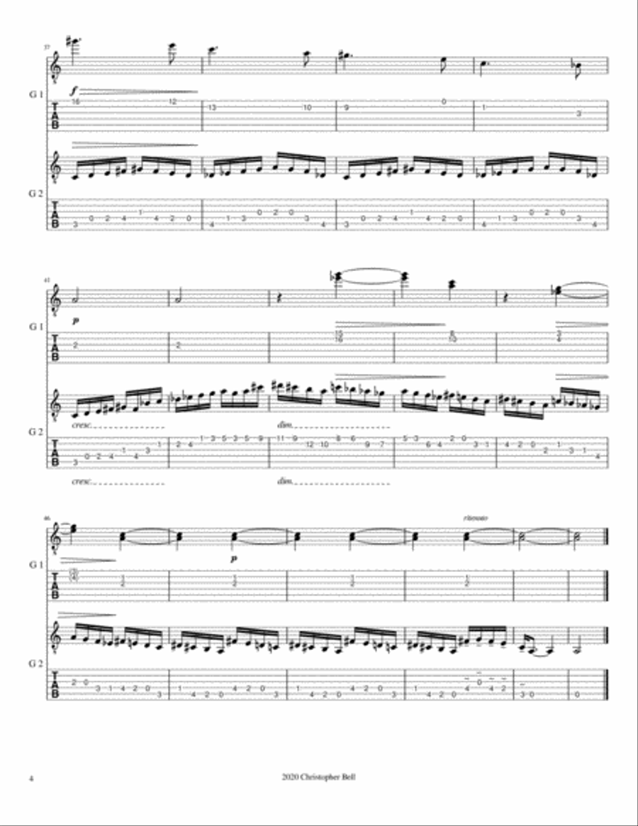 Bela Bartok - Five-Finger Exercise(From 10 Easy Pieces) - Guitar Duet Classical Guitar scores gallery preview page 5