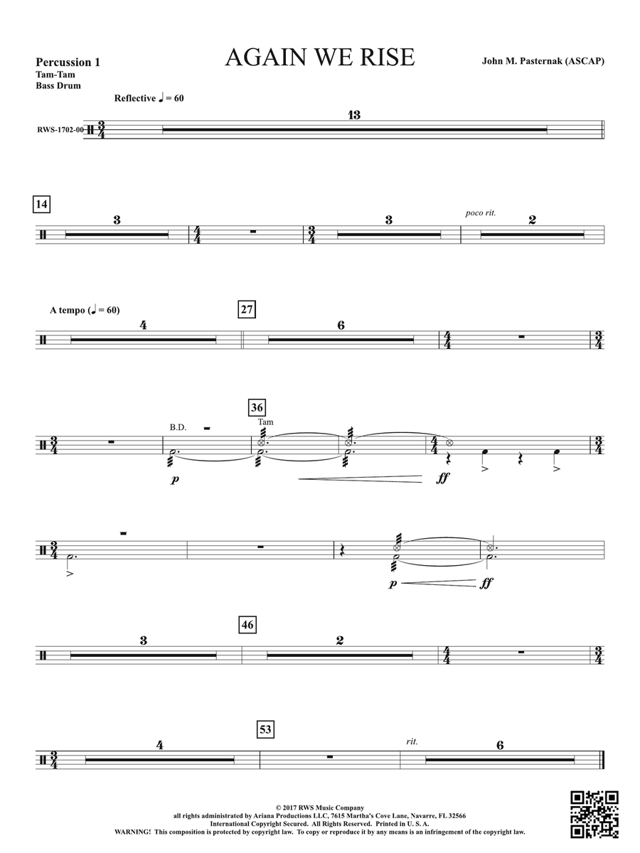 Again We Rise: 1st Percussion Percussion scores gallery preview page 1