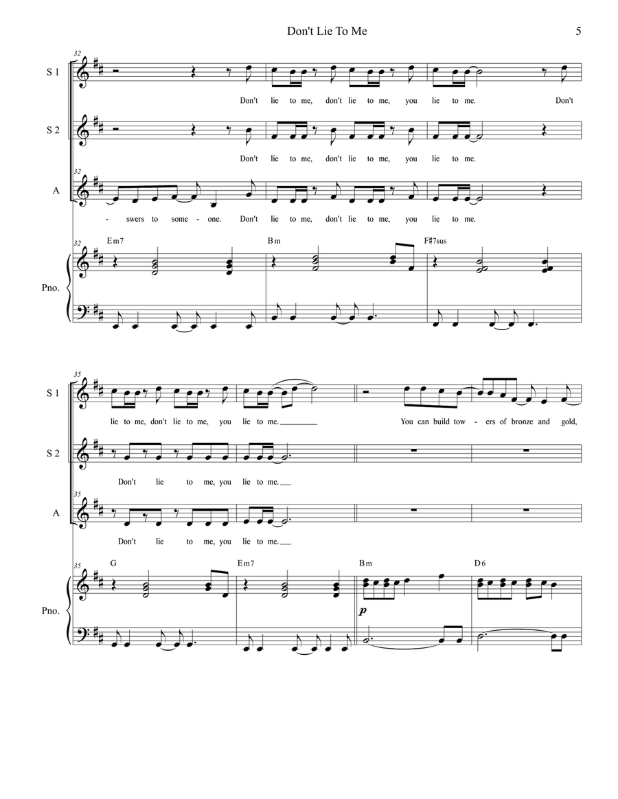 Don't Lie To Me SSA scores gallery preview page 5