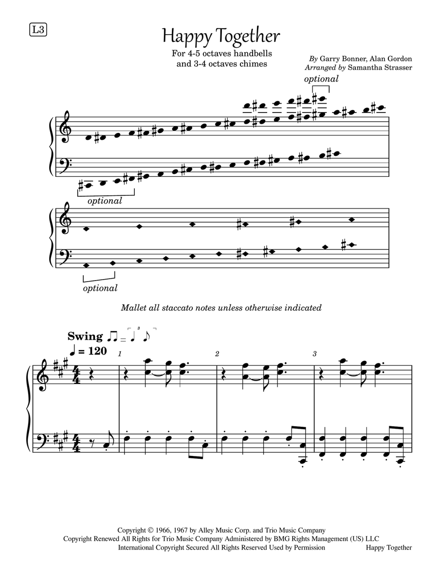 Happy Together - Score Only Handbell Choir scores gallery preview page 1