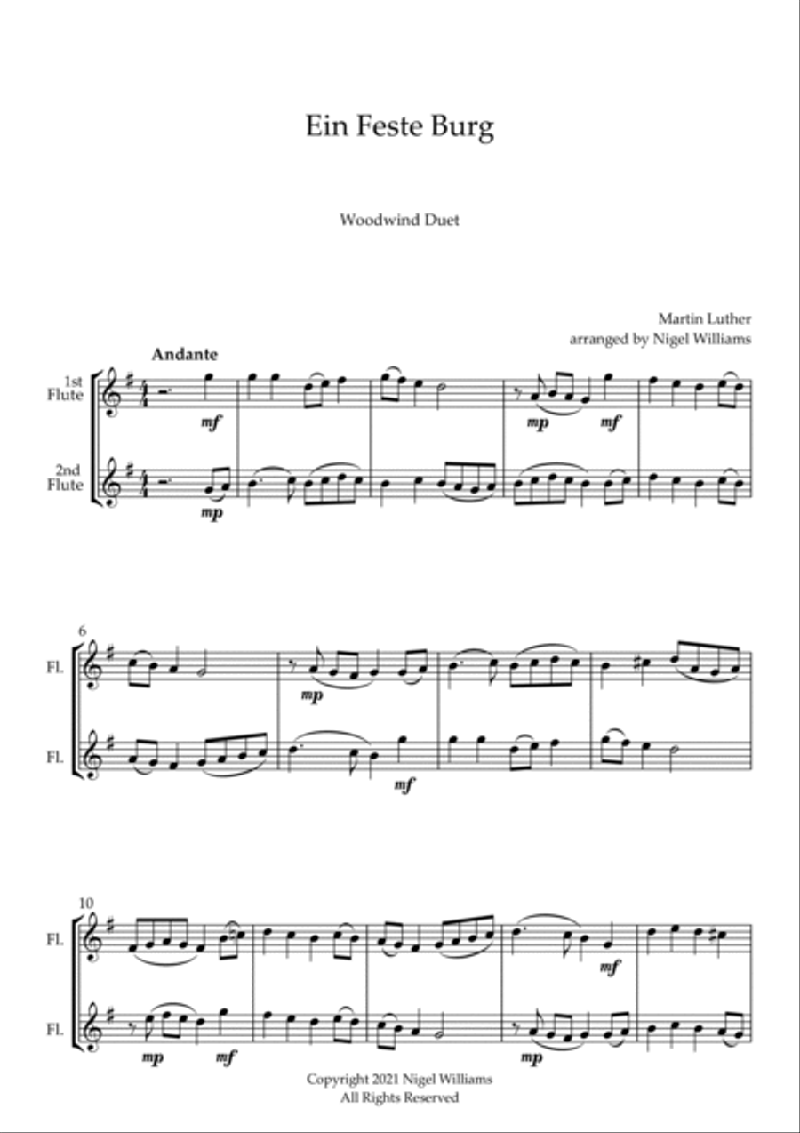 Ein Feste Burg, for Flute Duet Flute Duet scores gallery preview page 2