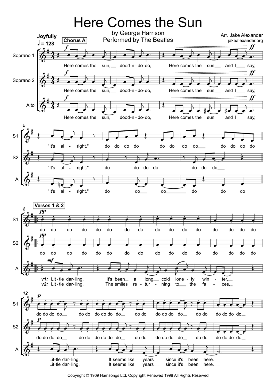 Here Comes The Sun SSA scores gallery preview page 1