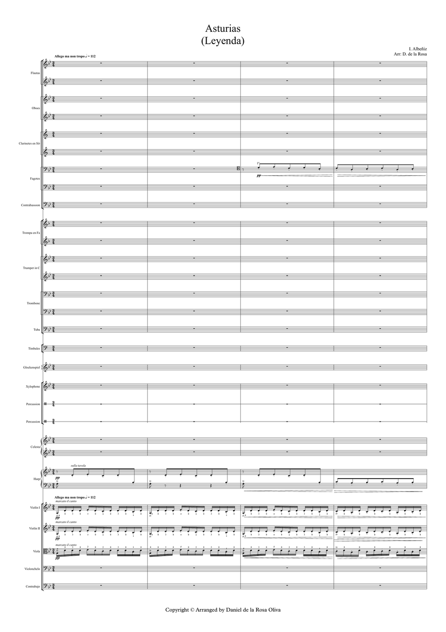 Asturias (Leyenda) - I. Albeñiz - For Full Orchestra (Full Score and Parts)