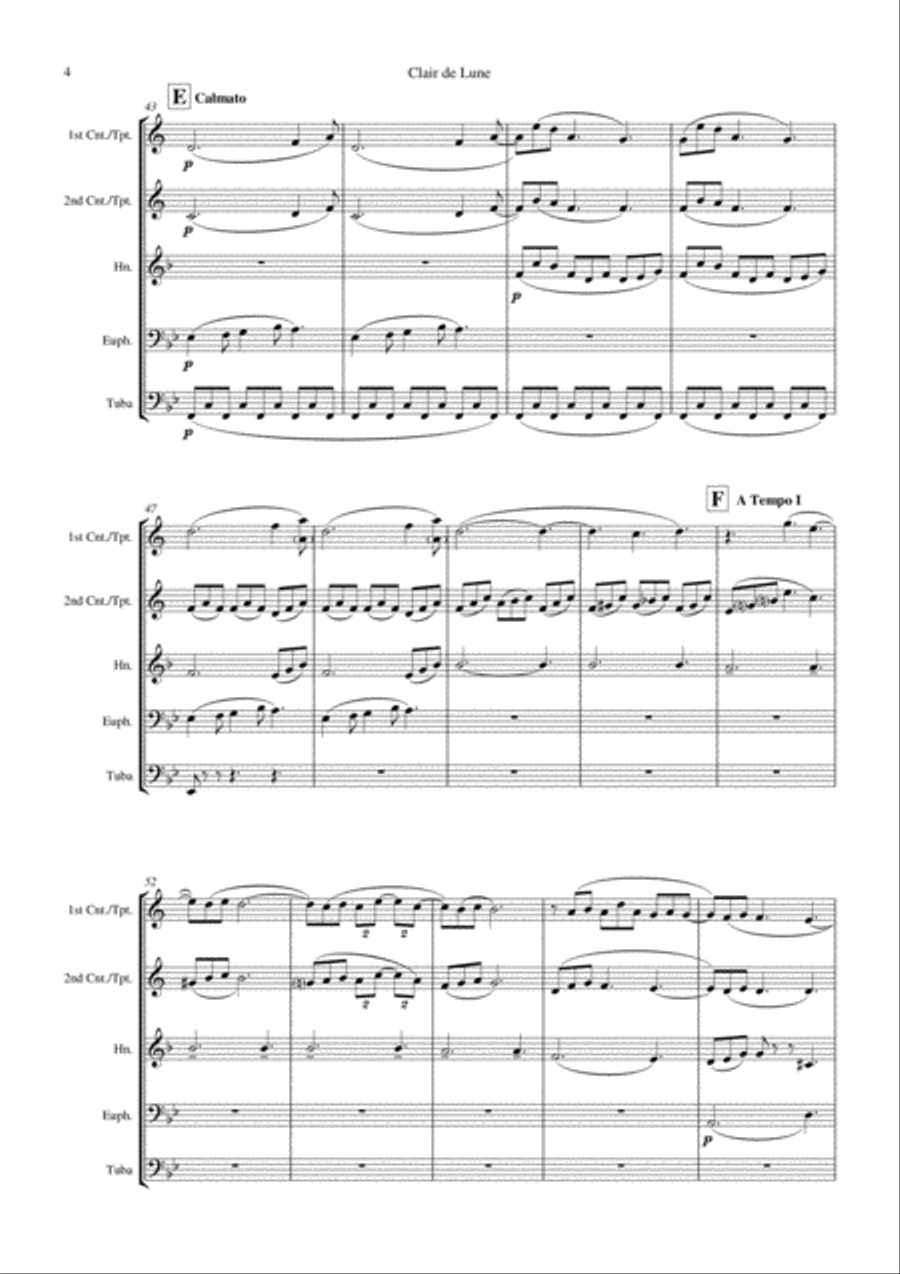 Clair de Lune (Claude Debussy) - Brass Quintet Brass Quintet scores gallery preview page 6