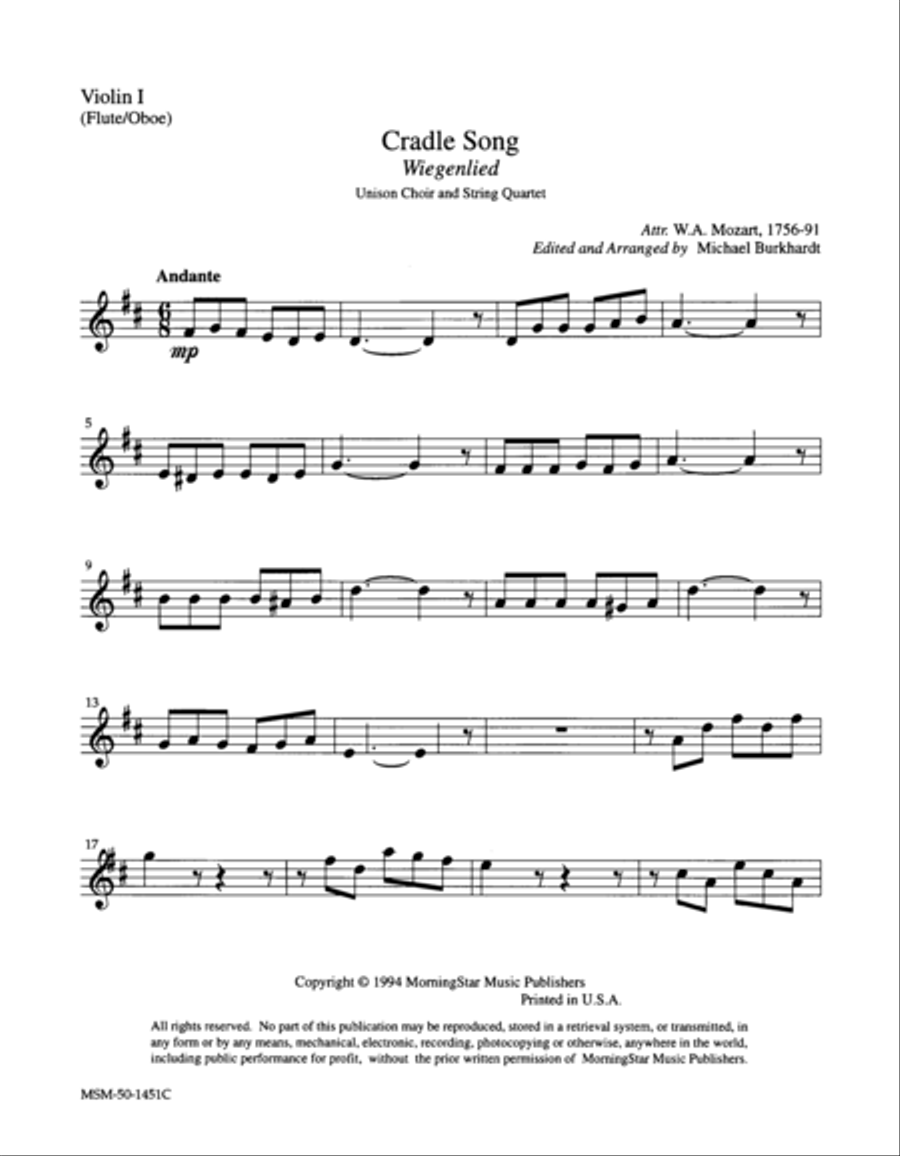 Cradle Song (Downloadable Instrumental Parts)