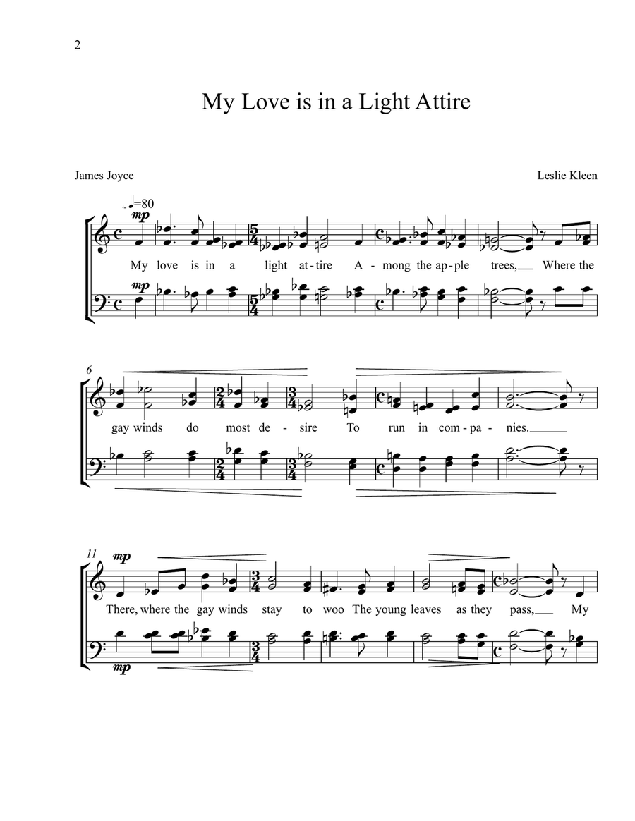 My Love is in a Light Attire for SATB a cappella