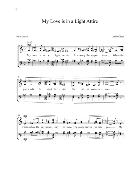 My Love is in a Light Attire for SATB a cappella