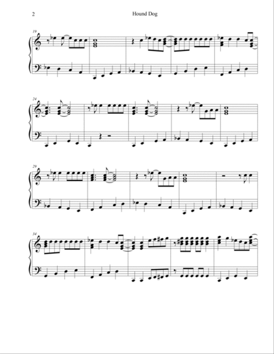 Hound Dog Piano Solo scores gallery preview page 2
