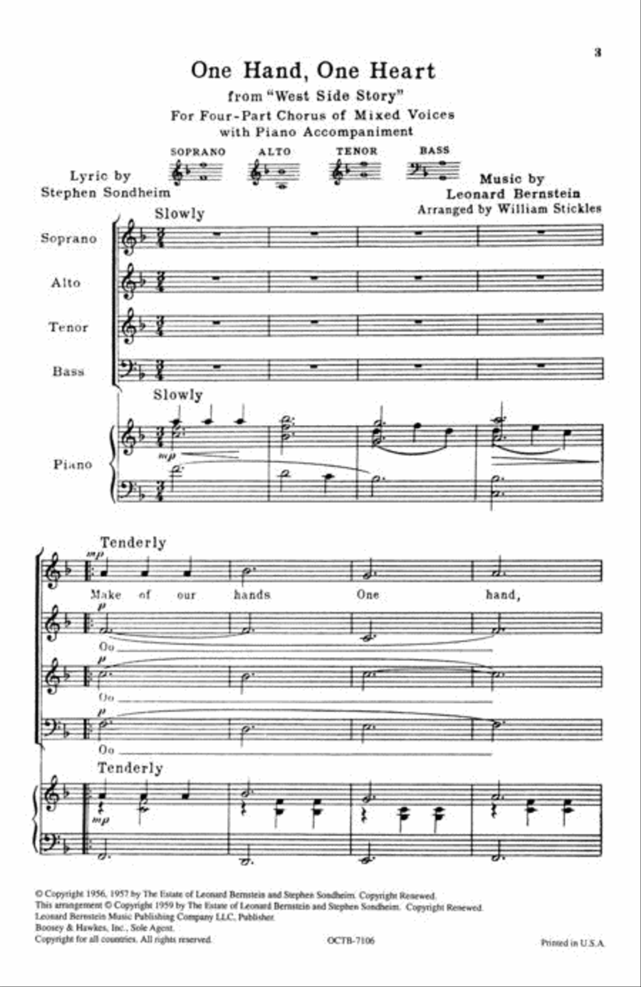 One Hand, One Heart (from West Side Story) 4-Part scores gallery preview page 2
