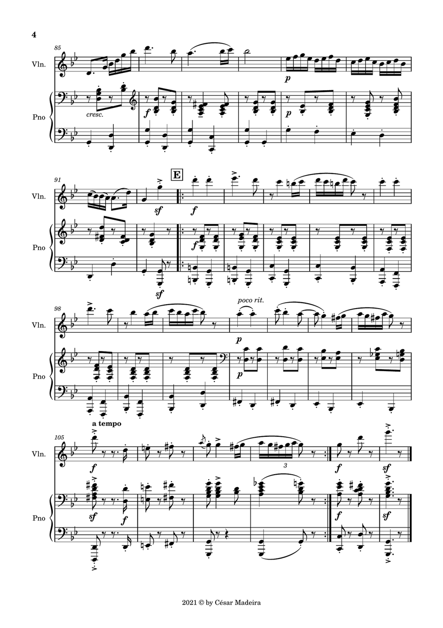 Hungarian Dance No.5 by Brahms - Violin and Piano (Full Score and Parts) Violin Solo scores gallery preview page 5