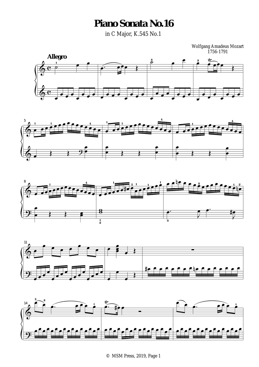 Mozart-Piano Sonata No.16 in C Major,K.545,No.1 Piano Solo scores gallery preview page 3