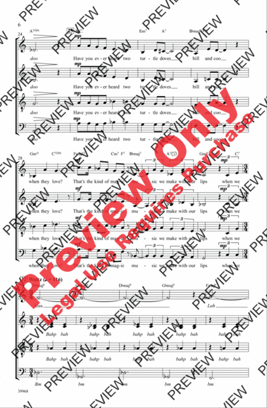 Lullaby of Birdland 4-Part scores gallery preview page 6