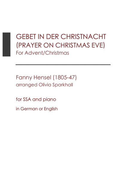Gebet in der Christnacht (Prayer on Christmas Eve) by Fanny Hensel for SSA+piano image number null