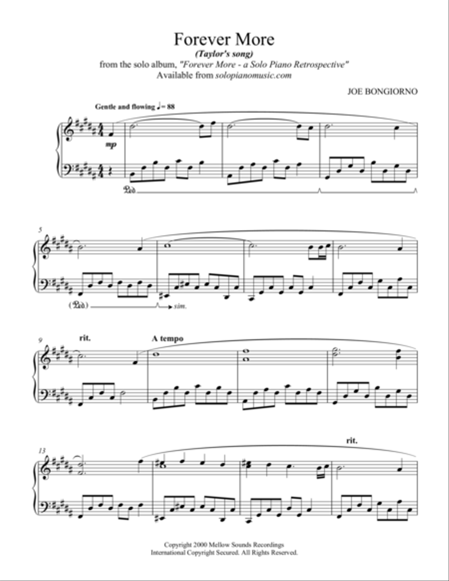 Forever More - by Joe Bongiorno Piano Solo scores gallery preview page 1