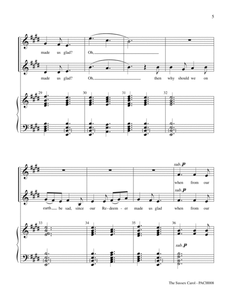 The Sussex Carol by Ralph Vaughan Williams SA - Digital Sheet Music