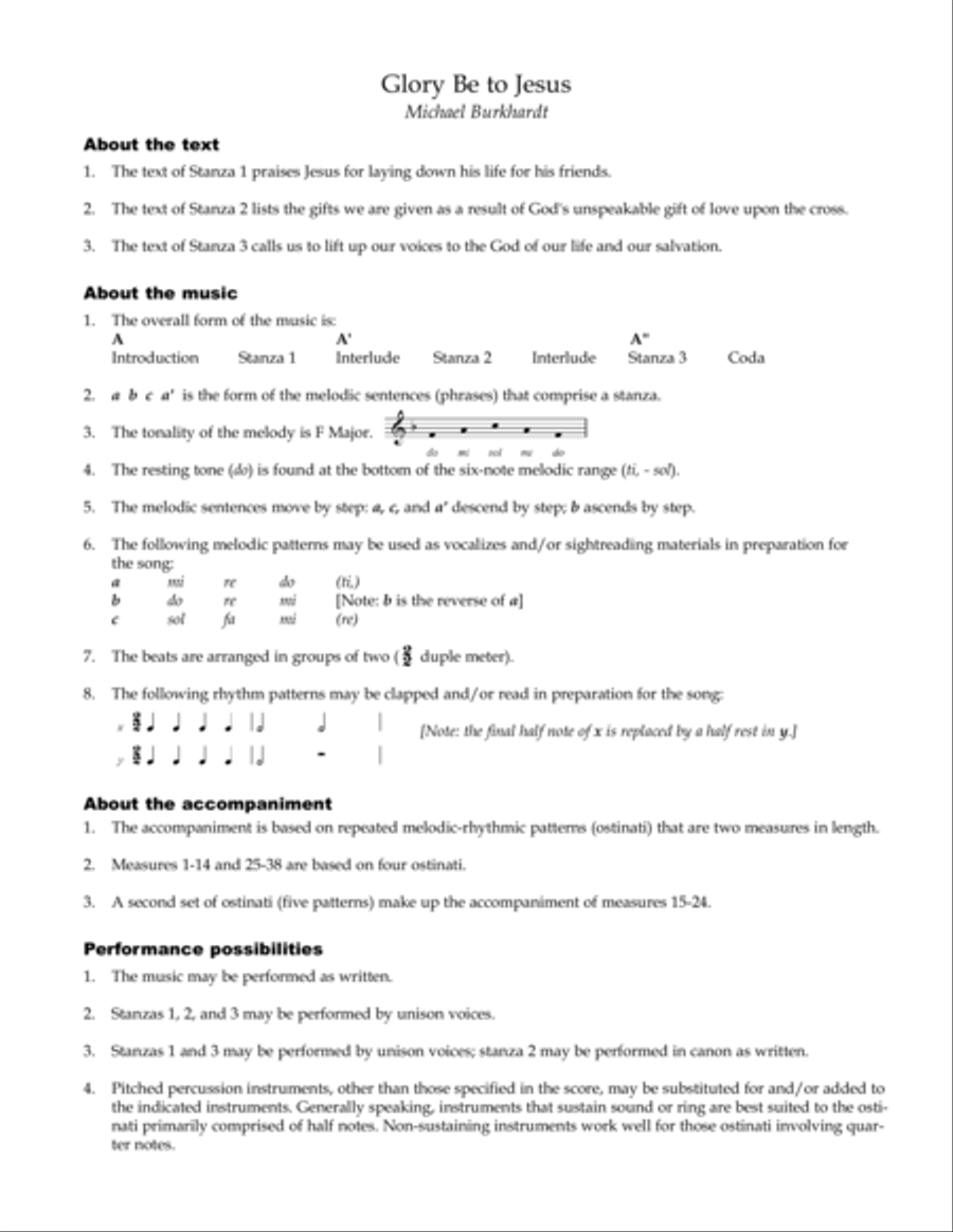 Glory Be to Jesus (Downloadable Full Score and Instrumental Parts) Choir scores gallery preview page 1