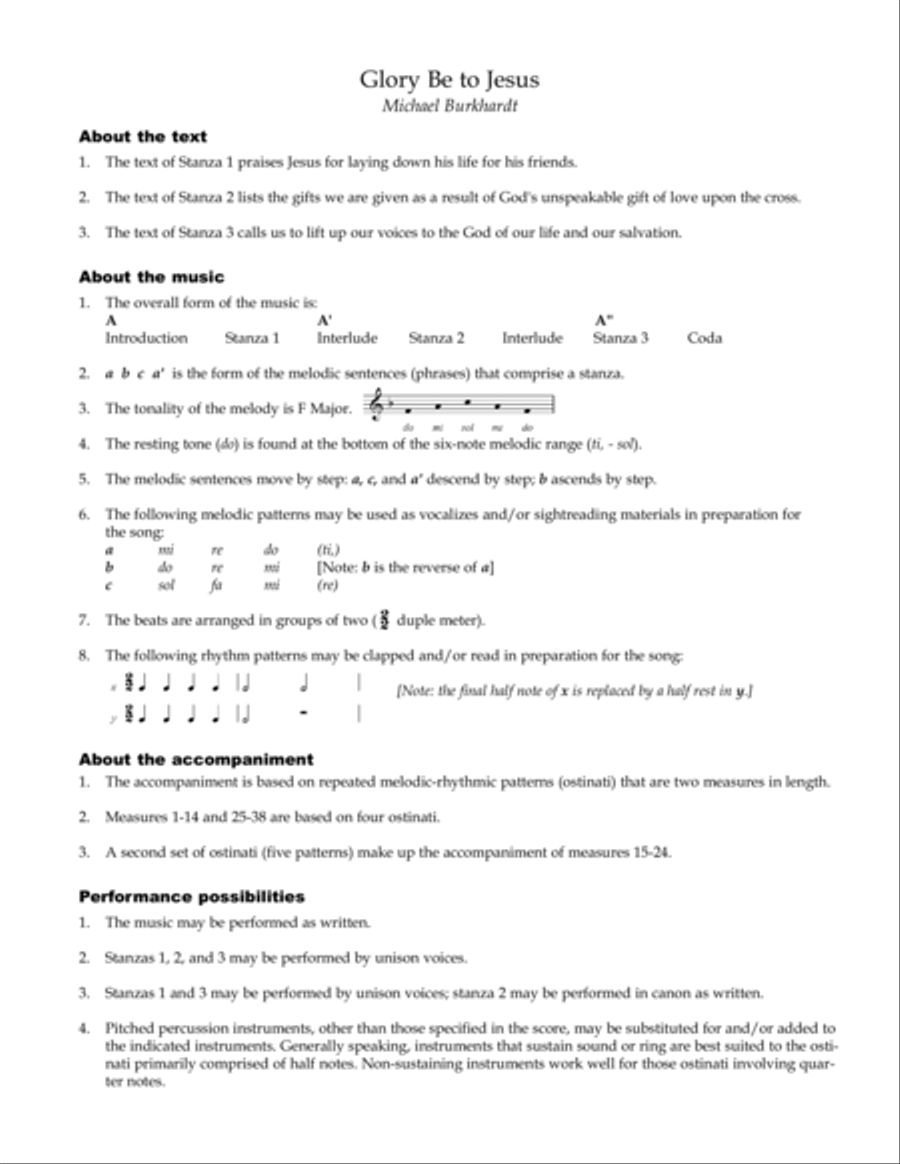 Glory Be to Jesus (Downloadable Full Score and Parts)