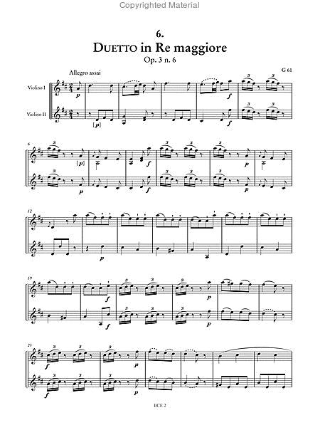 Opera Omnia. Vol. XXIX: 6 Duets Op. 3 (G 56-61)