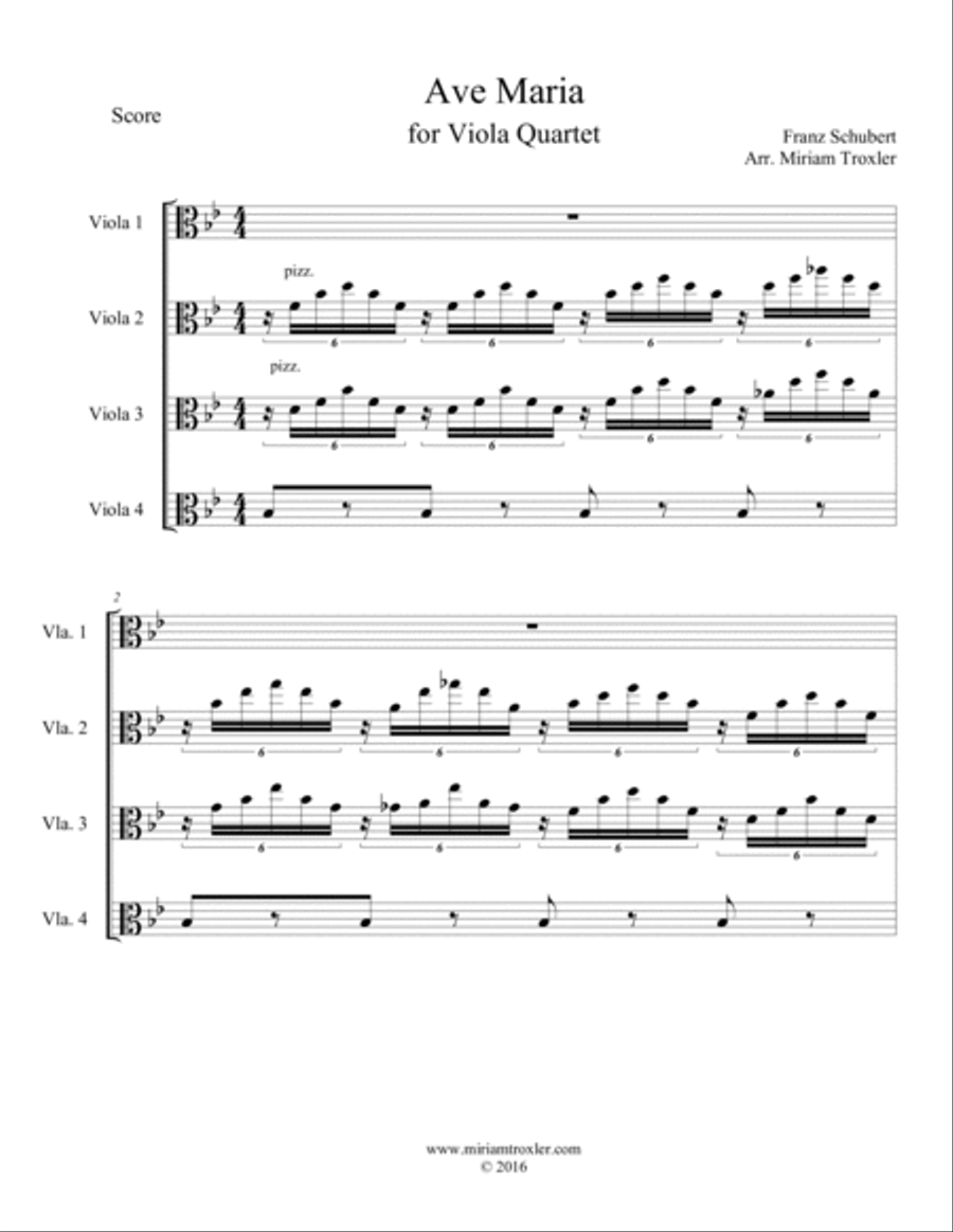 Ave Maria for Viola Quartet Viola scores gallery preview page 2