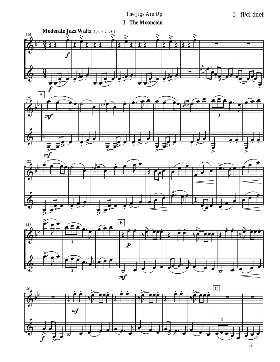 The Jigs are Up - Celtic Music for flute and clarinet duet Woodwind Duet scores gallery preview page 5