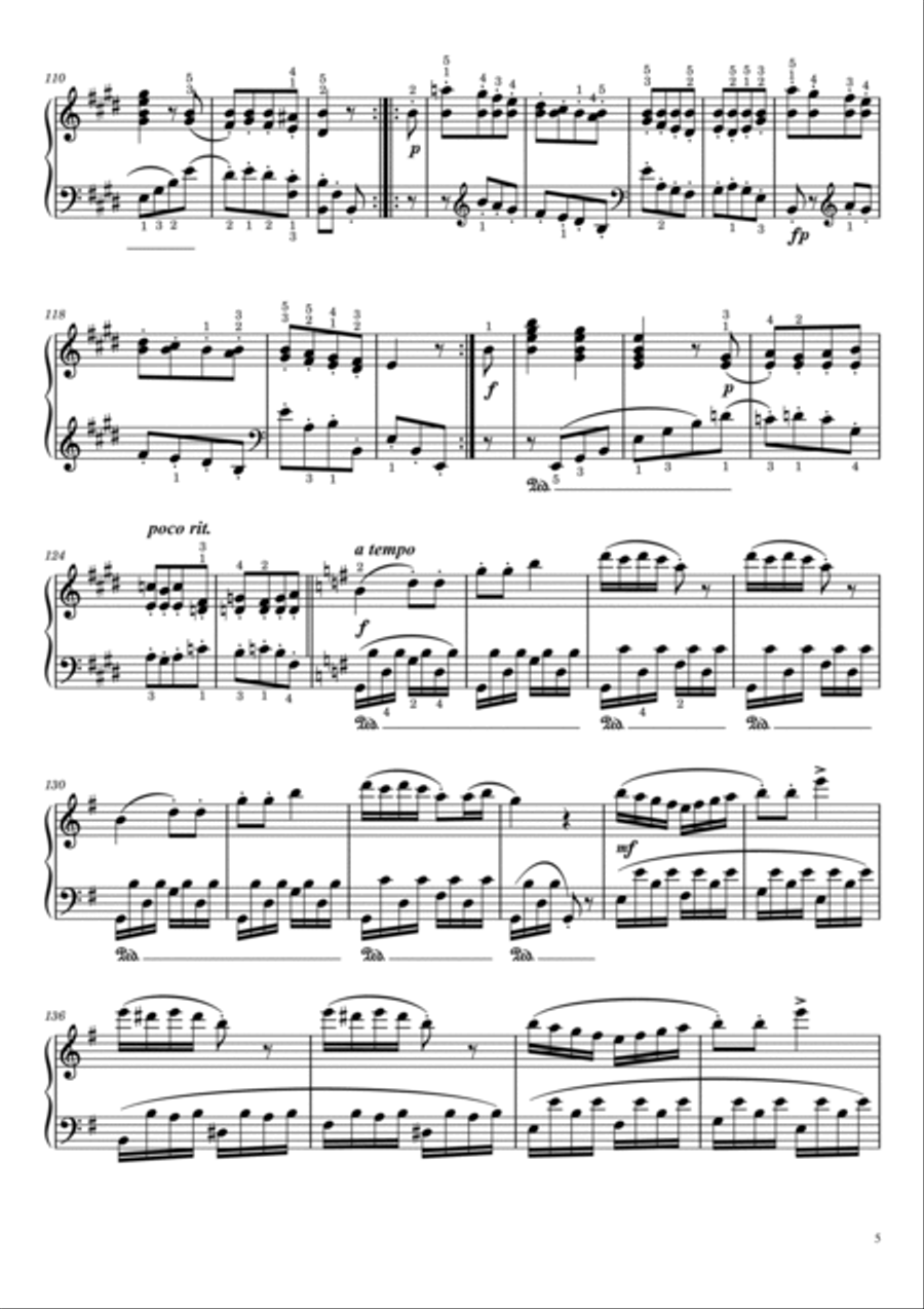 Rondo a Capriccio Op.129 in G Major, “Rage Over a Lost Penny”,Beethoven For Piano Solo With Finger Piano Solo scores gallery preview page 5
