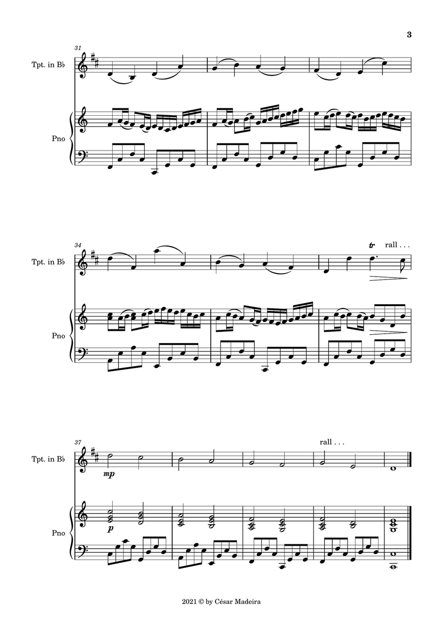 Pachelbel's Canon in D - Bb Trumpet and Piano - Simple Version (Full Score and Parts) B-Flat Trumpet scores gallery preview page 4