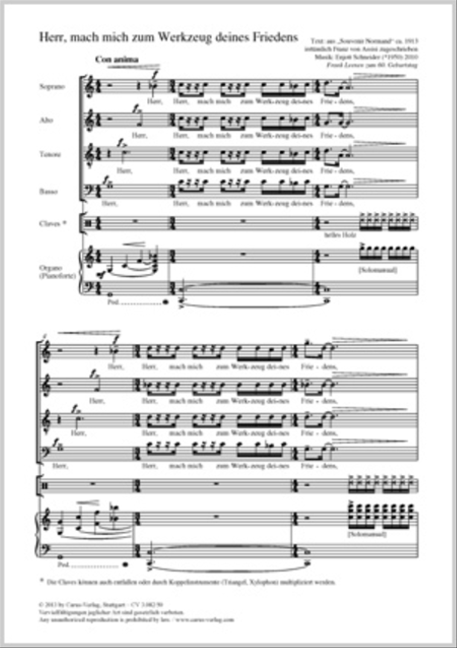Herr, mach mich zum Werkzeug deines Friedens 4-Part scores gallery preview page 1