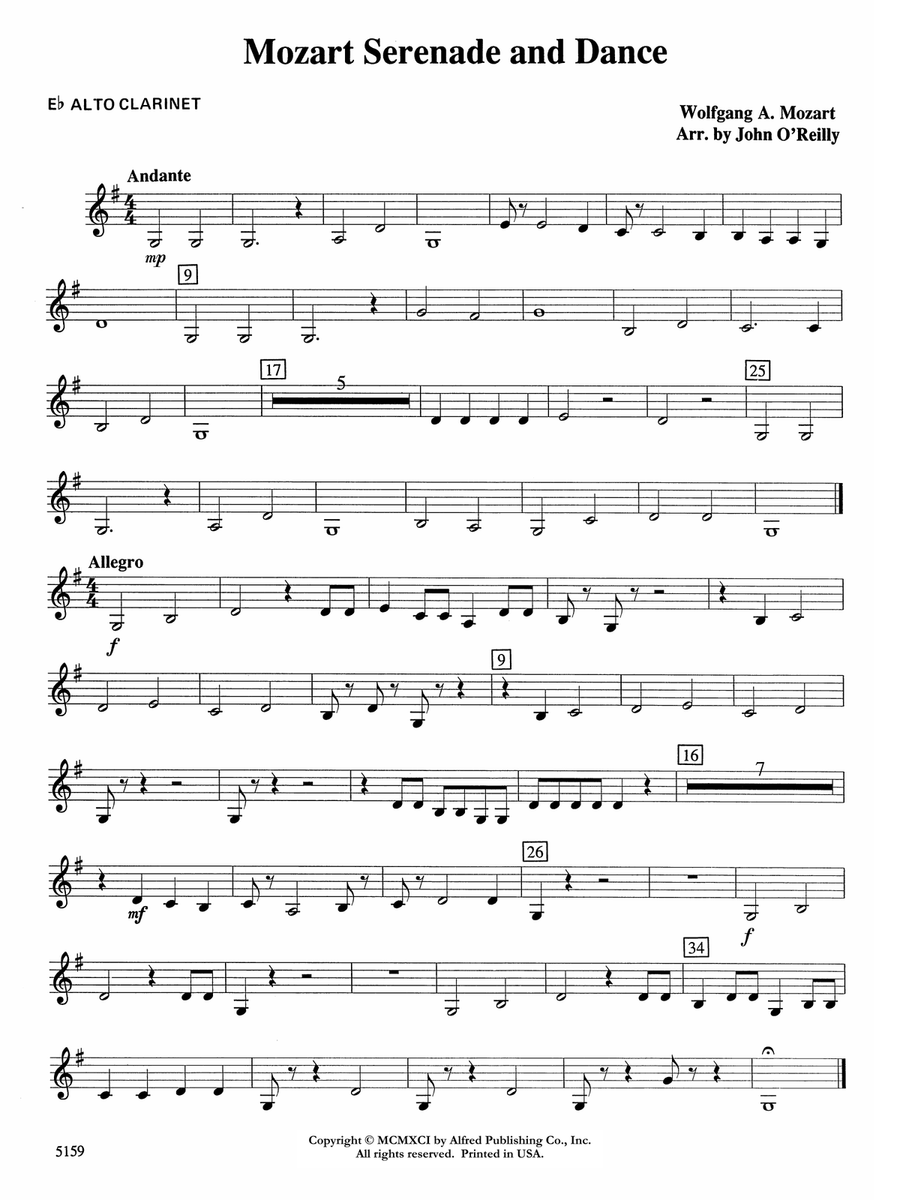 Mozart Serenade and Dance: E-flat Alto Clarinet