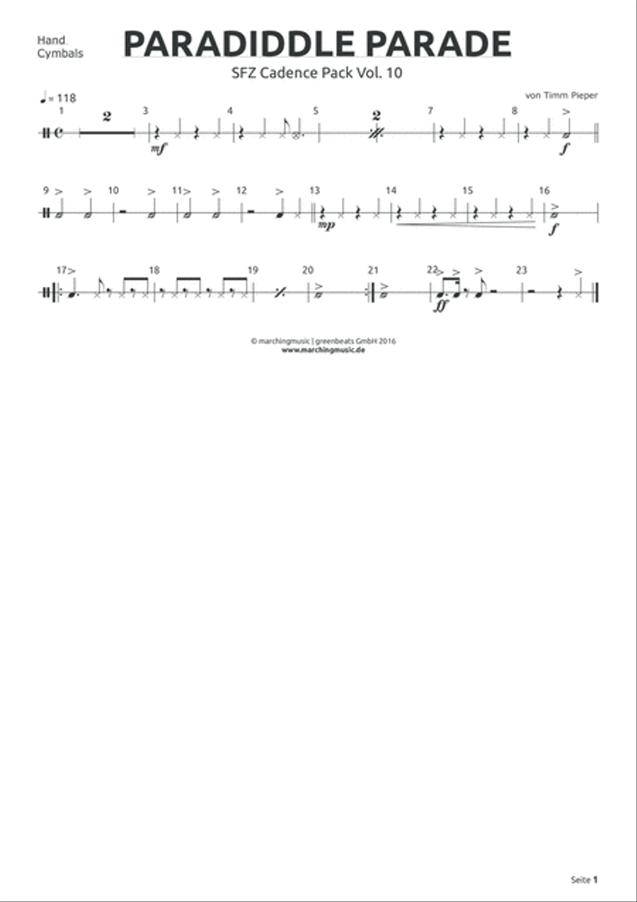 PARADIDDLE PARADE Street Cadence Drum Set scores gallery preview page 5