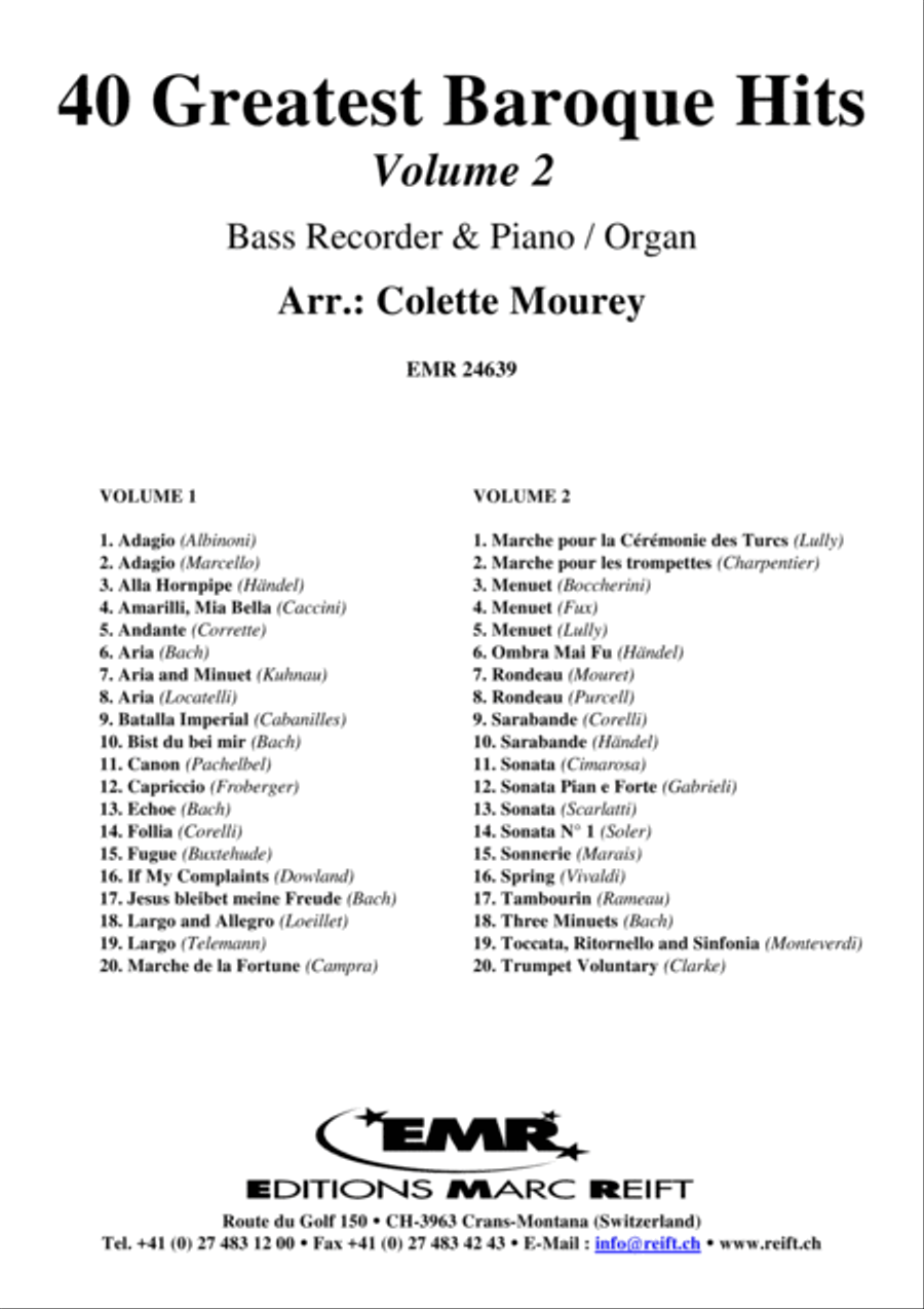 40 Greatest Baroque Hits Volume 2 Bass Recorder scores gallery preview page 2